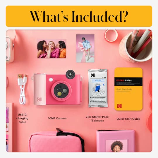 KODAK Smile+ Fuchsia Wireless Digital Instant Print Camera